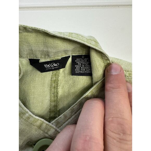 Mossimo Women’s Size Small S Olive Army Green Utility Light 100% Linen Jacket - Picture 3 of 4